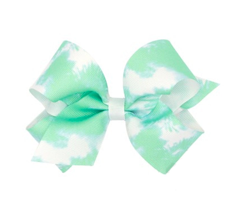 Moño mediano grosgrain tie dye verde -Wee ones