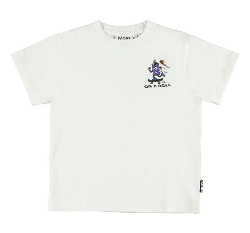Playera blanca con lata de pintura en una patineta -Molo