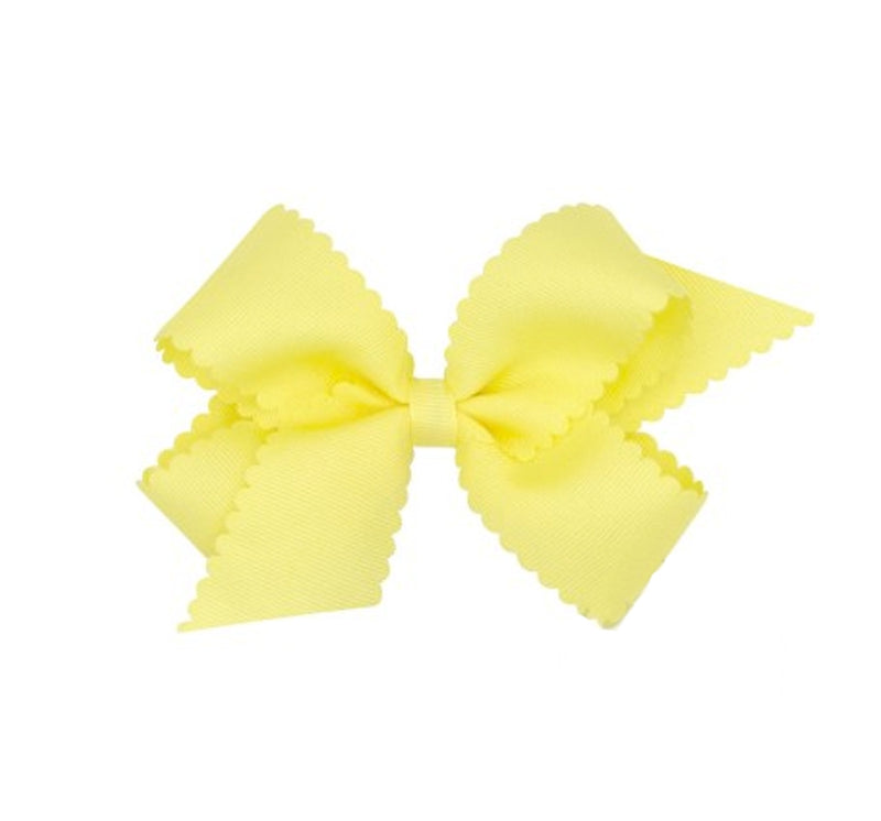 Moño mediano grosgrain scalloped amarillo -Wee ones