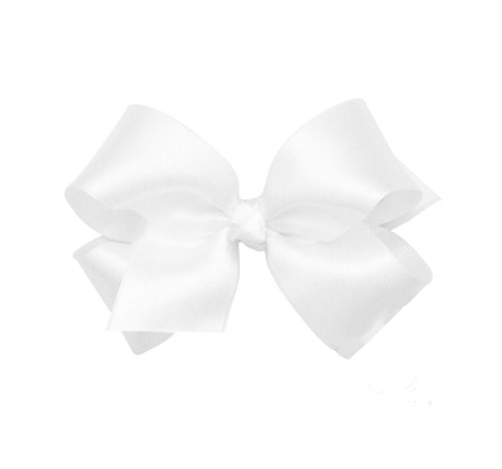 Med French Satin Basic Bow W/Knot White