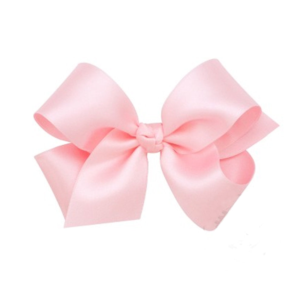 Med French Satin Basic Bow W/Knot Light Pink