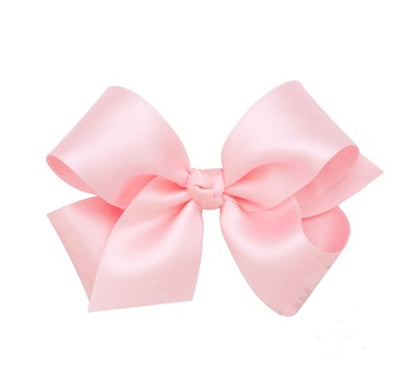 Med French Satin Basic Bow W/Knot Light Pink
