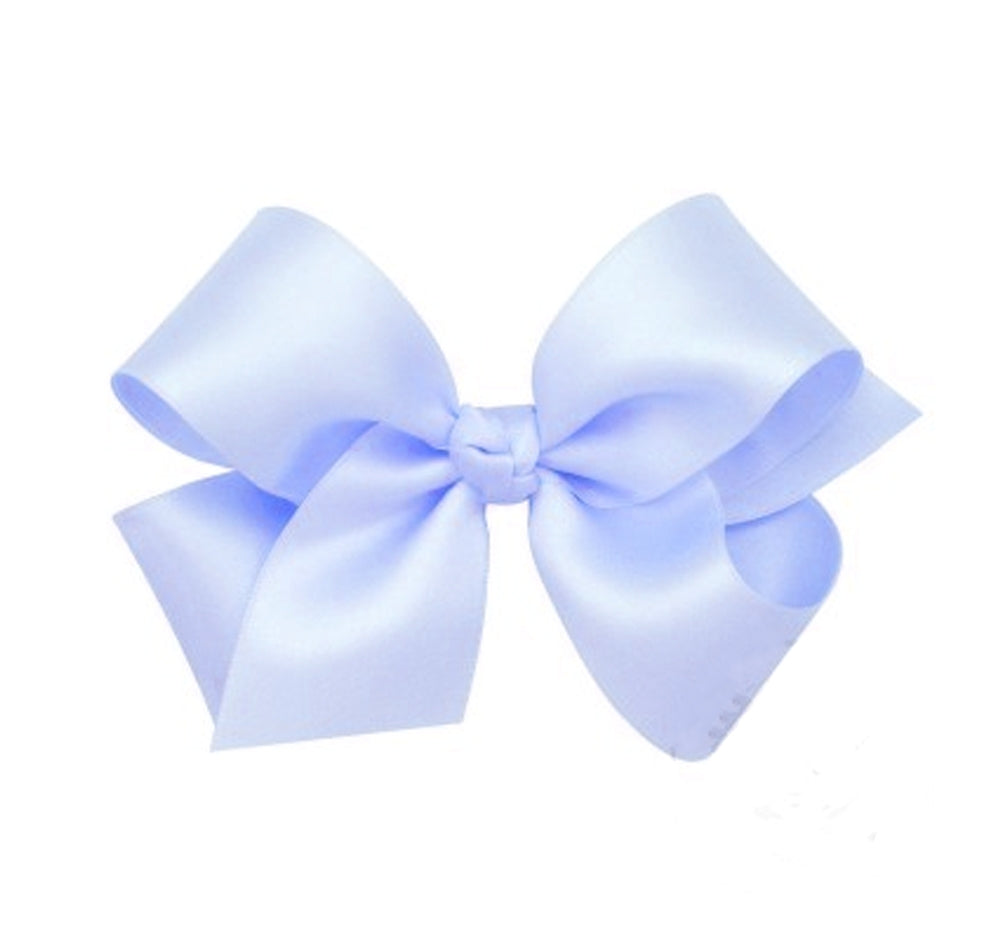 Med French Satin Basic Bow W/Knot Light Blue
