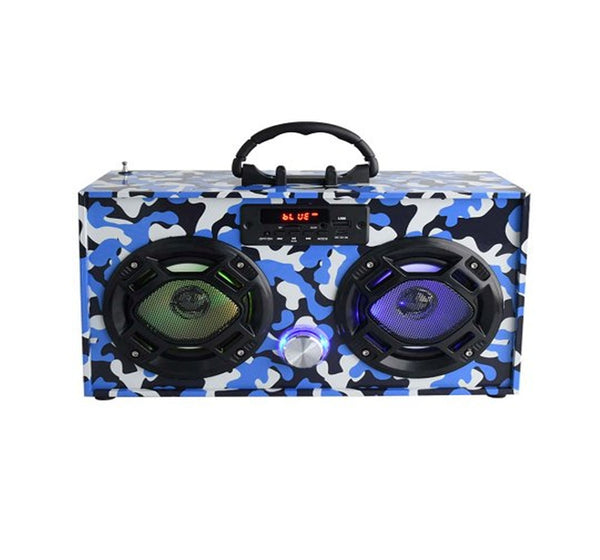 Bocina Boombox Azul Camo -Wireless Express