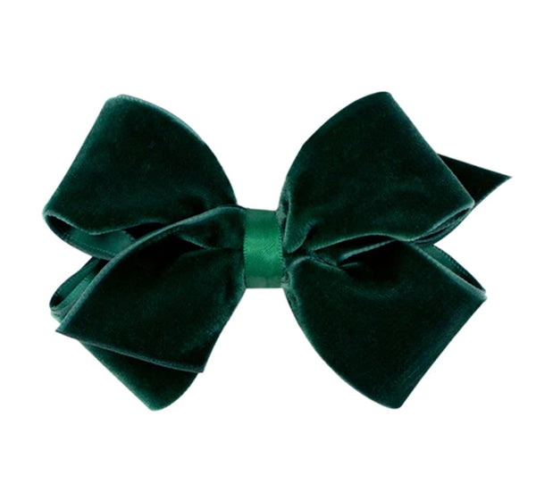 Small King Velvet Basic Bow Forest Green