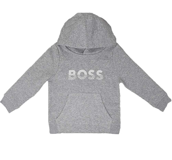 Hoodie gris con logo blanco-Hugo Boss
