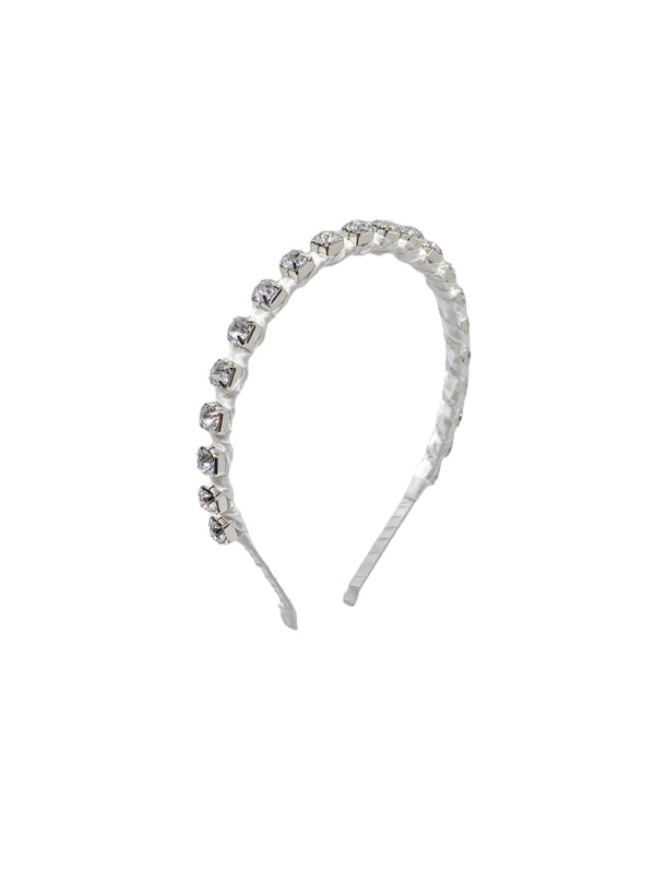 Thin Jeweled Headband White