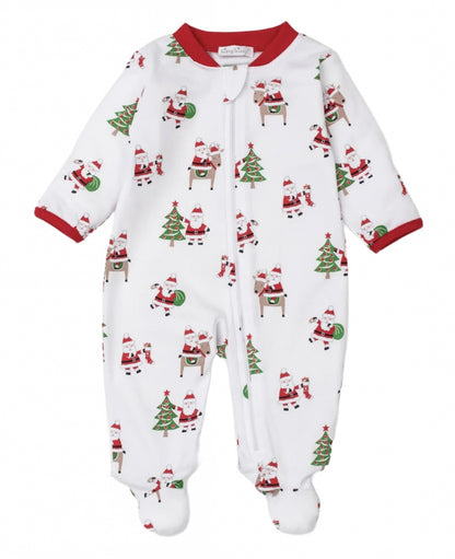 Footie W/Zip Merry Santas