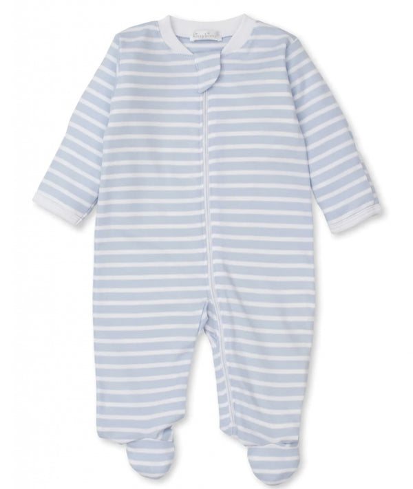 Footie W/Zip Team Stripes Light Blue