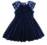 Vestido Terciopelo con Flores y Perlas