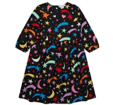 Vestido Niña Estrellas Fugaces Volantes Negro