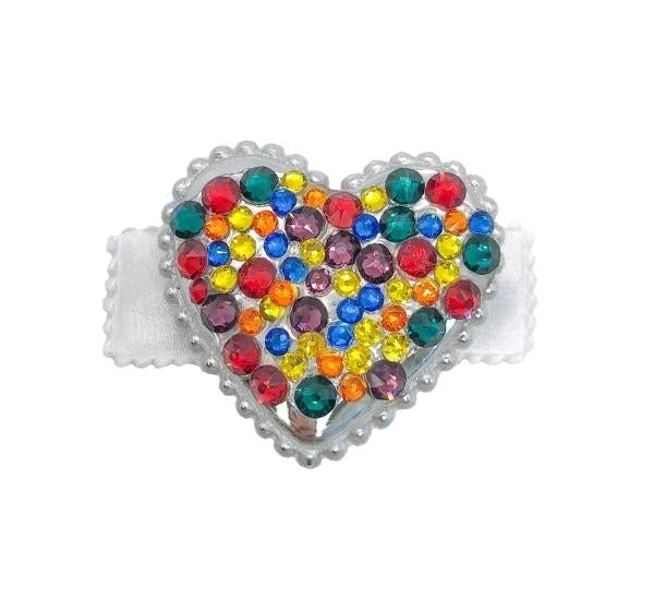 Clip Cristalizado Corazón White/Multi