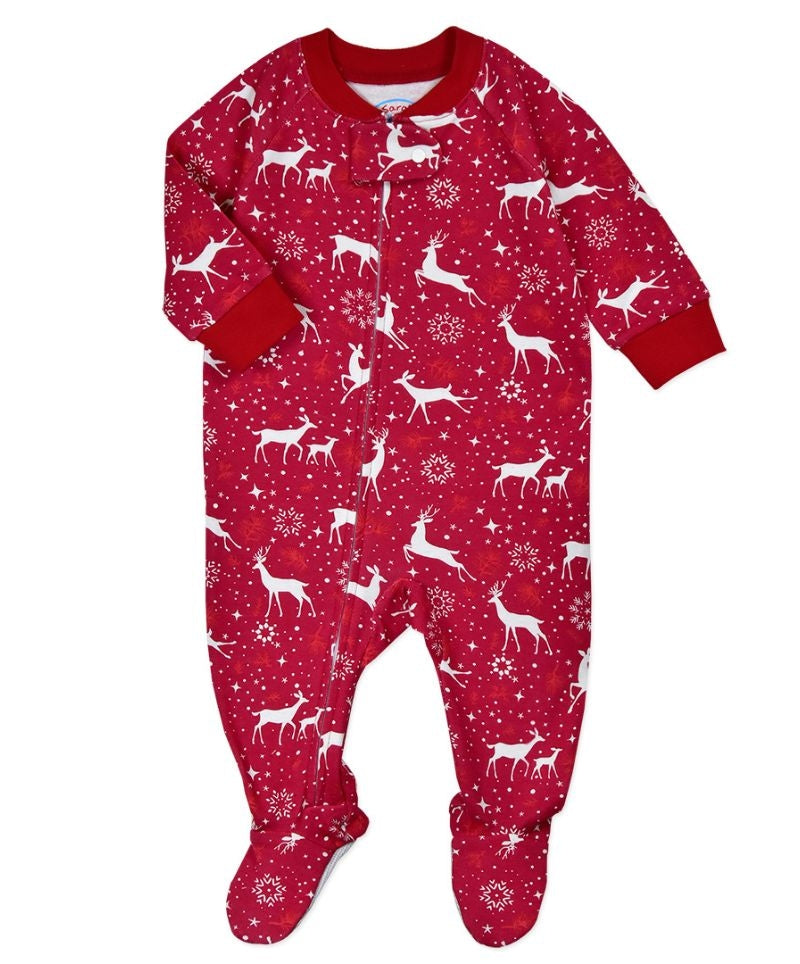 Footed Pajamas Holiday Red Deer