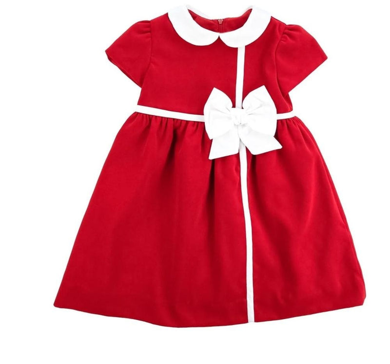 Vestido De Terciopelo Rojo Con Moño