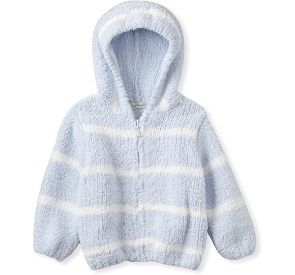 Chenille Hoodie Blue/Ivory