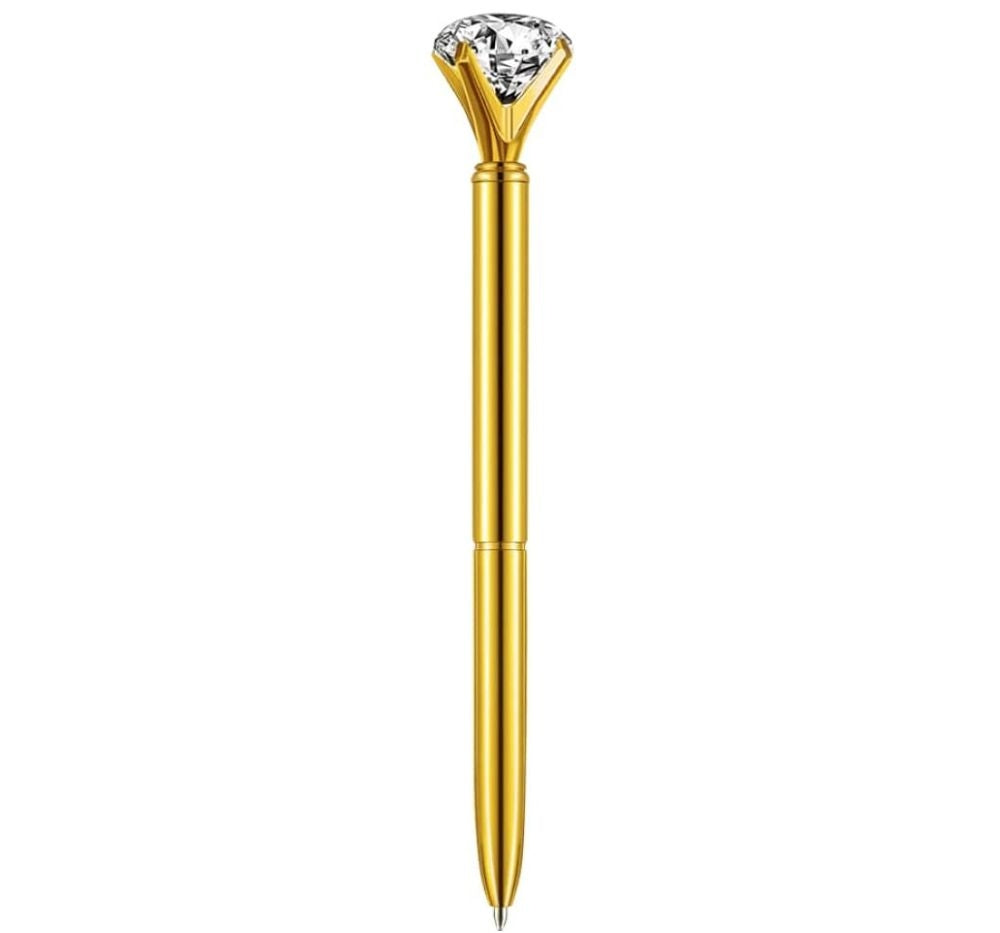Pluma Dorada Con Diamante