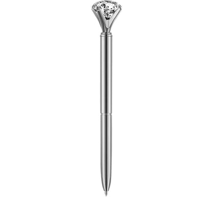 Pluma Plateada Con Diamante