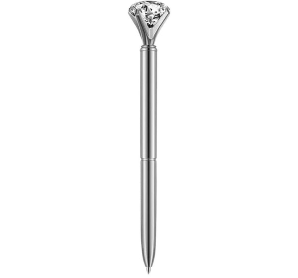 Pluma Plateada Con Diamante