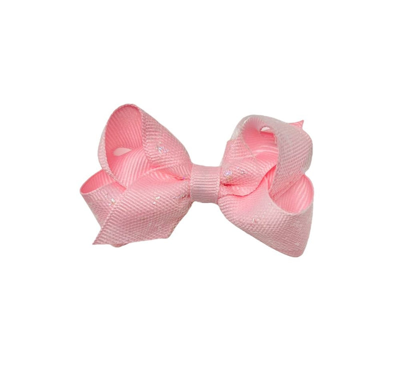 Moño Mini Sparkle Tulle Rosa Claro