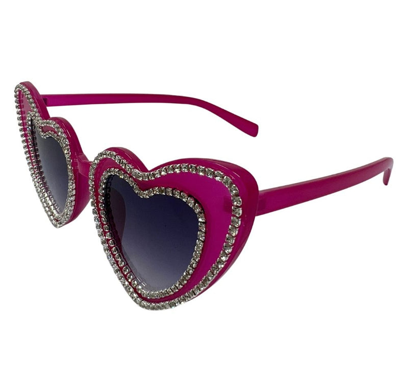 Lentes De Sol Blancos Corazón Cristalizados Grandes