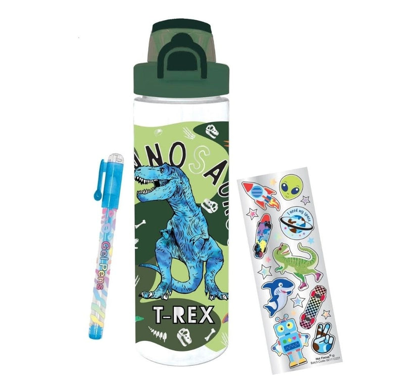 Pop-Open Water Bottle Writting Fun Dinosaur