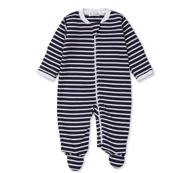 Footie W/Zip Stripes Navy