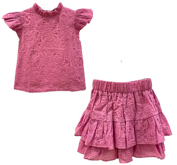 Blusa Y Falda Rosa Con Textura