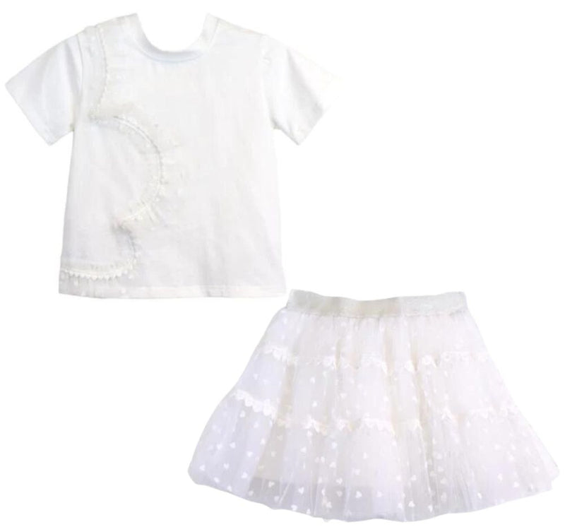 Blusa Blanca Con Tutu Corazoncitos Blanco