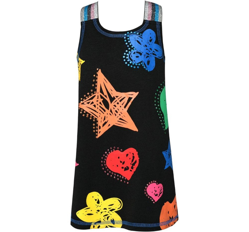 Vestido Negro Con Figuras Multi