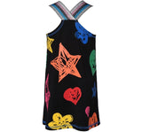 Vestido Negro Con Figuras Multi
