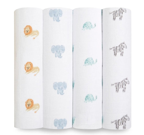 Animal Kingdom 4Pack Organic Swaddles