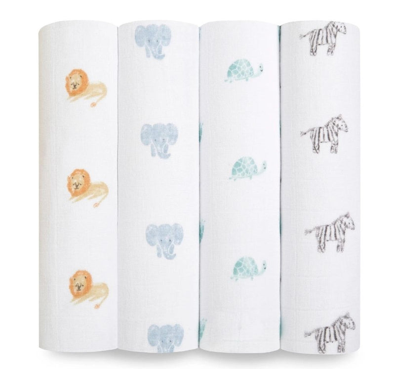 Animal Kingdom 4Pack Organic Swaddles