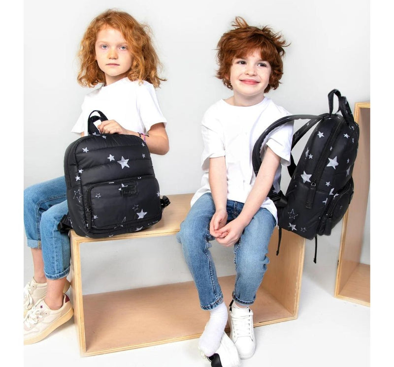 Mochila Midi Negra Estampado Estrellas