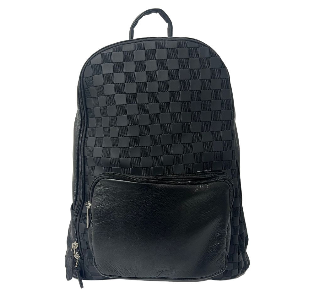 Check Solid Black Backpack