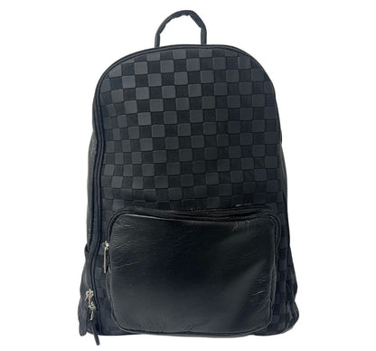 Check Solid Black Backpack