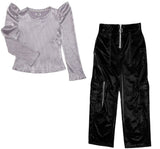 Blusa Plateada Con Pantalones Cargo