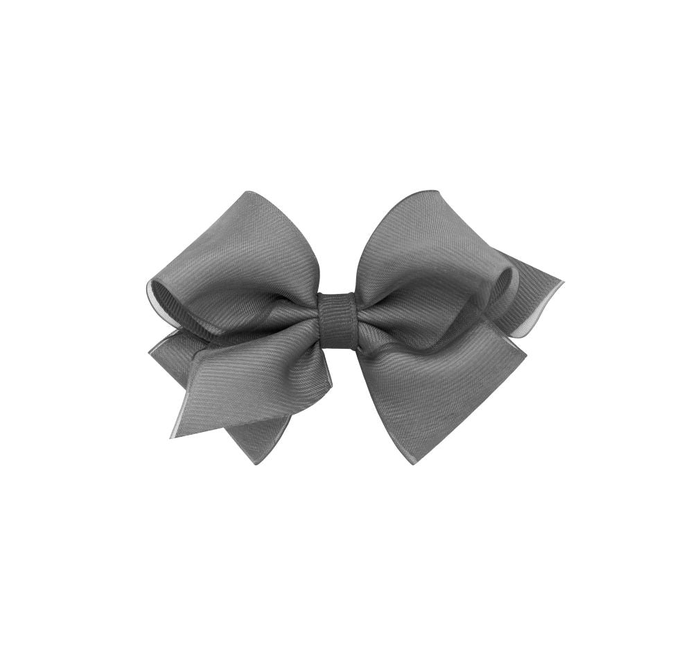 X-Small Organza/Gro Overlay Bow Pewter