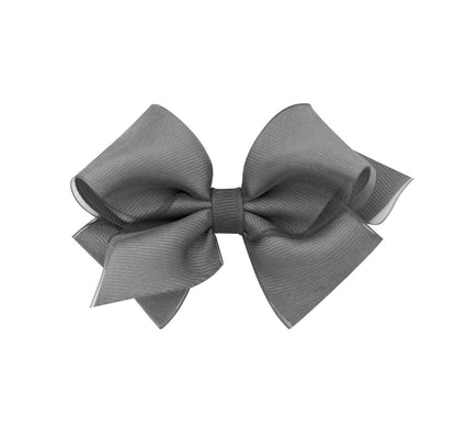 Medium Organza/Gro Overlay Bow Pewter