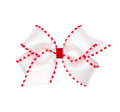 Med Asst Plaid And Pom Overly Bow White Red