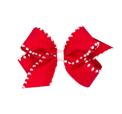 Med Asst Plaid And Pom Overly Bow Red White