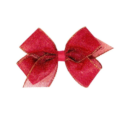 Med Sparkle Glimmer Textured Bow Red