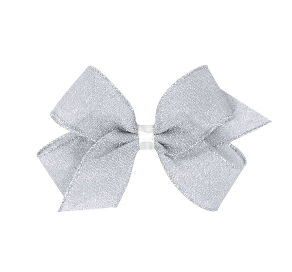 Med Sparkle Glimmer Textured Bow Silver