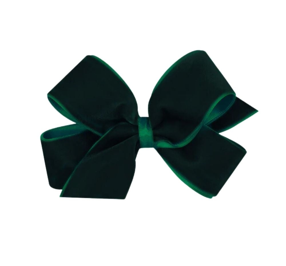 Medium Velvet/Satin Overlay Bow Forest Green