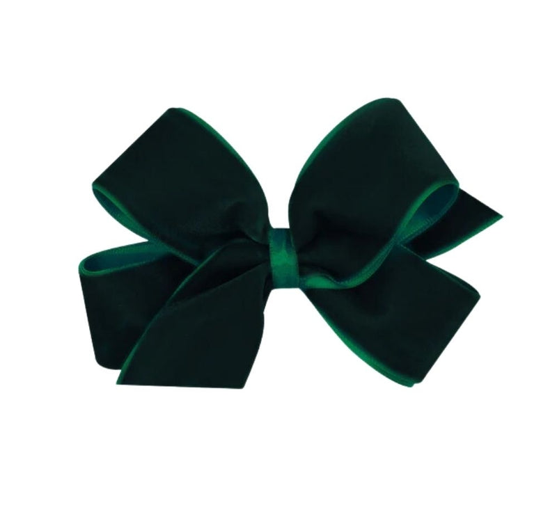 Medium Velvet/Satin Overlay Bow Forest Green