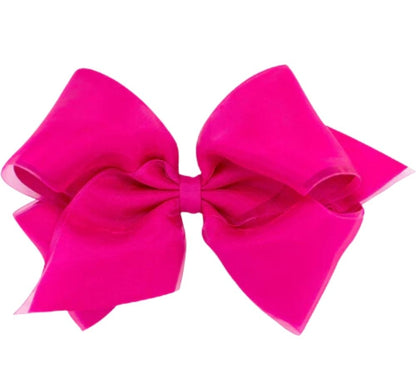 King Organza Gro Overlay Bow Shocking Pink