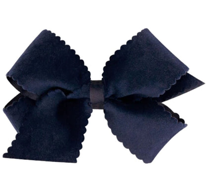 Small King Scallp Edg Faux Velv O/L Bow Navy