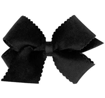 Small King Scallp Edg Faux Velv O/L Bow Black