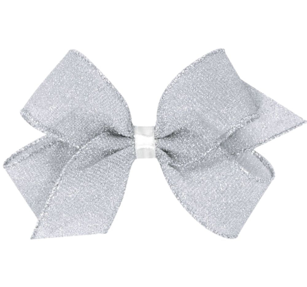 Kng Sparkle Glimmer Textured Bow Silver