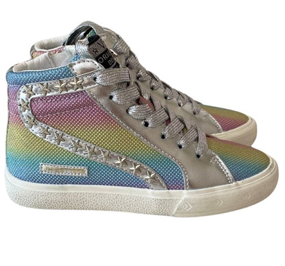 Grey Laced Mini Star Outline Rainbow High Top
