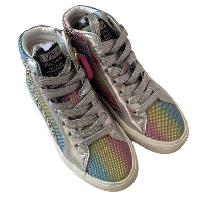 Grey Laced Mini Star Outline Rainbow High Top